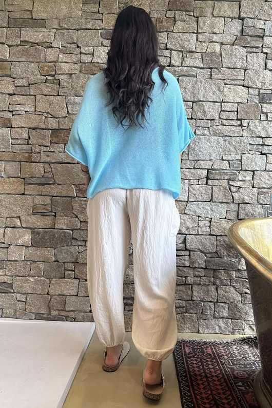 Conrad Boxy Cotton Knit Aqua